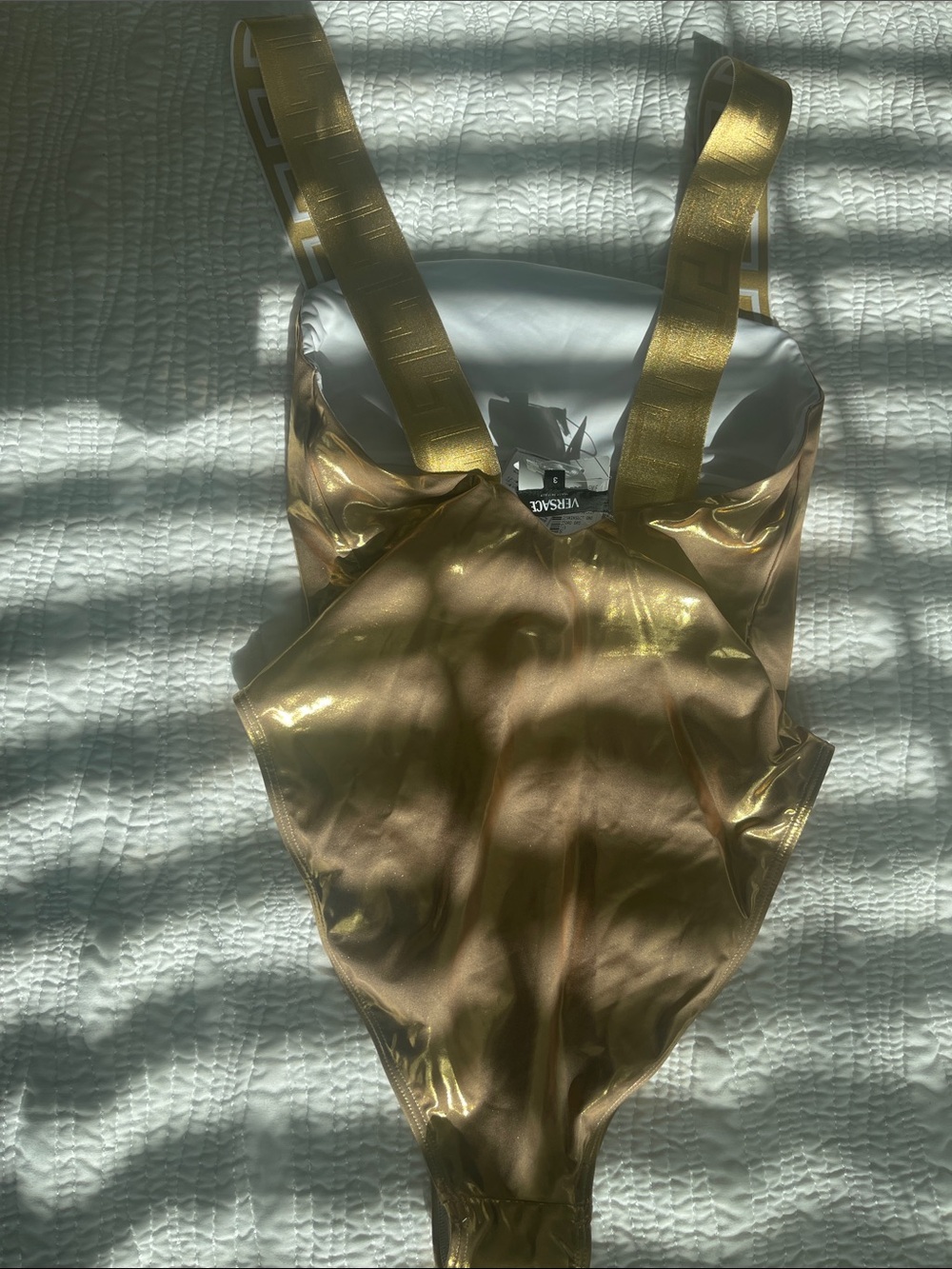 Versace Metallic Gold One-Piece Swimsuit - Picture 9 of 9